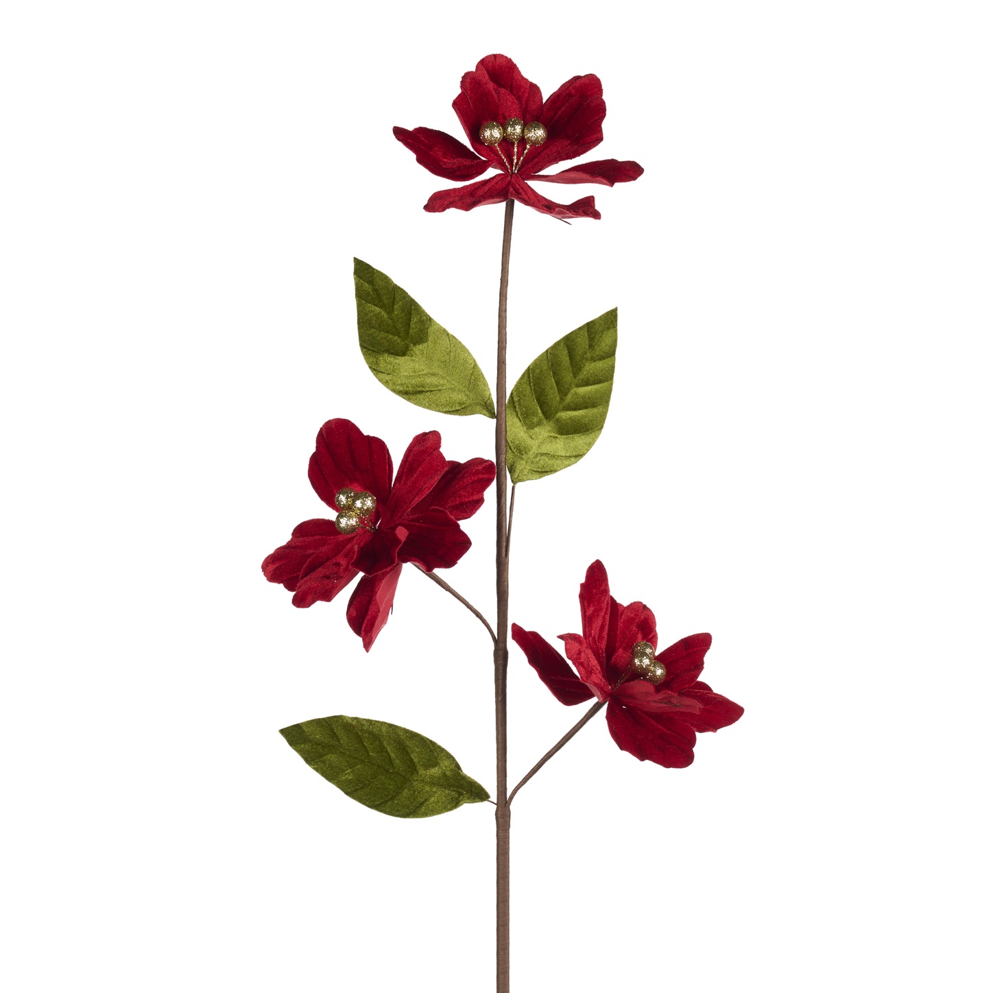 Fiore natalizio in velluto bordeaux e oro - H.72 cm - Goodwill
